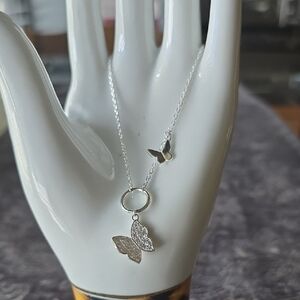 925 Sterling Silver Butterfly Cz Bracelet~7.75"~Adjustable